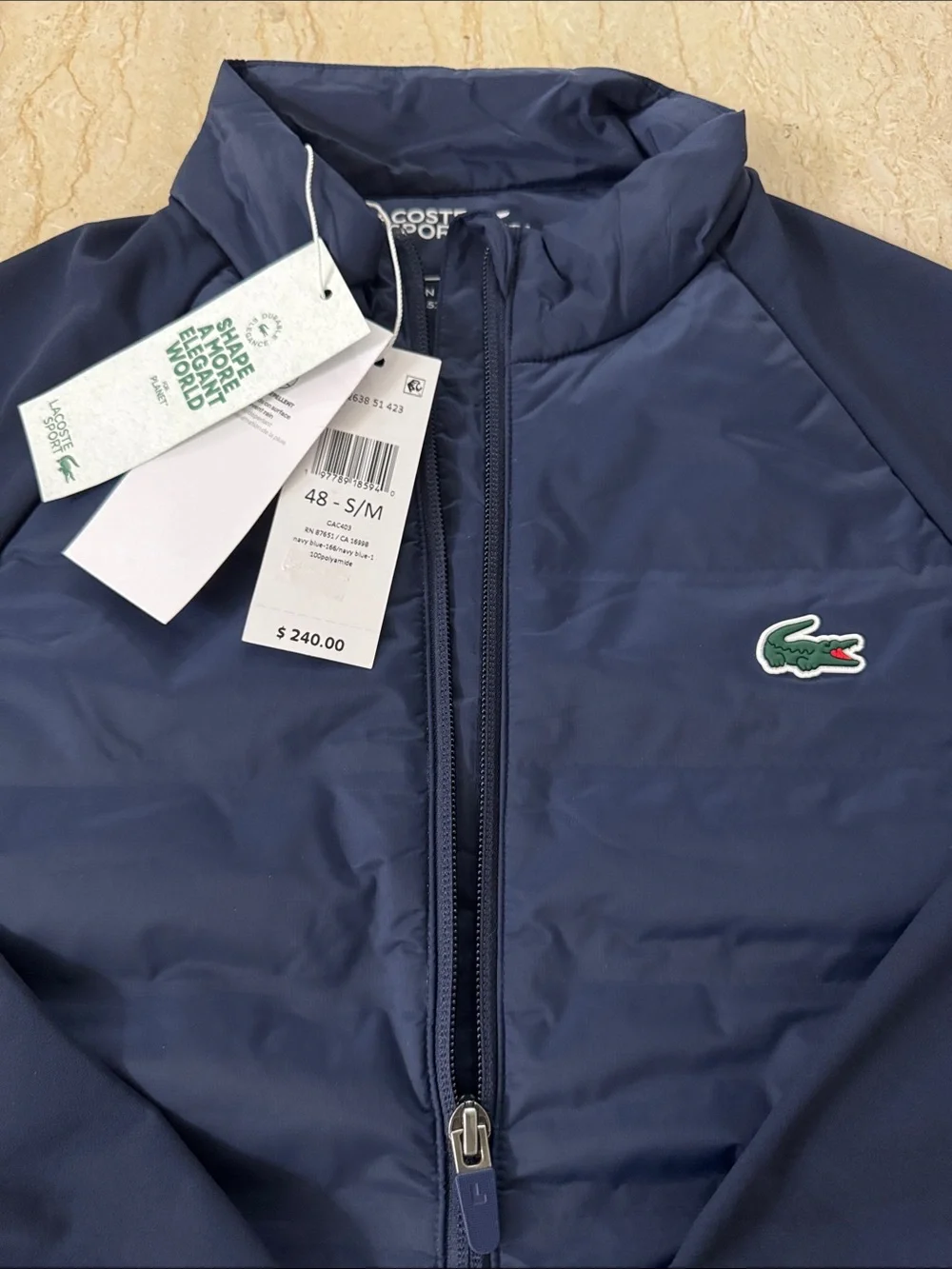 NWT Lacoste Navy Quilted Golf Jacket